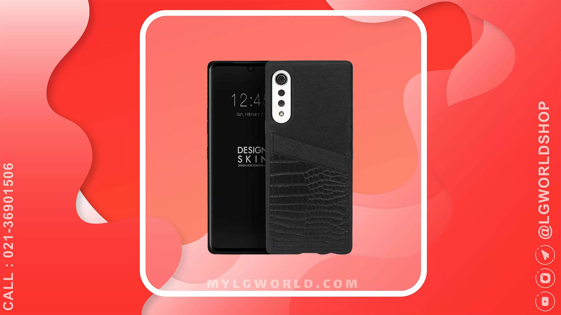 قیمت و خرید قاب چرم اصل Design Skin برای LG VELVET ساخت کره جنوبی - کروکو مشکی از فروشگاه رسمی الجی