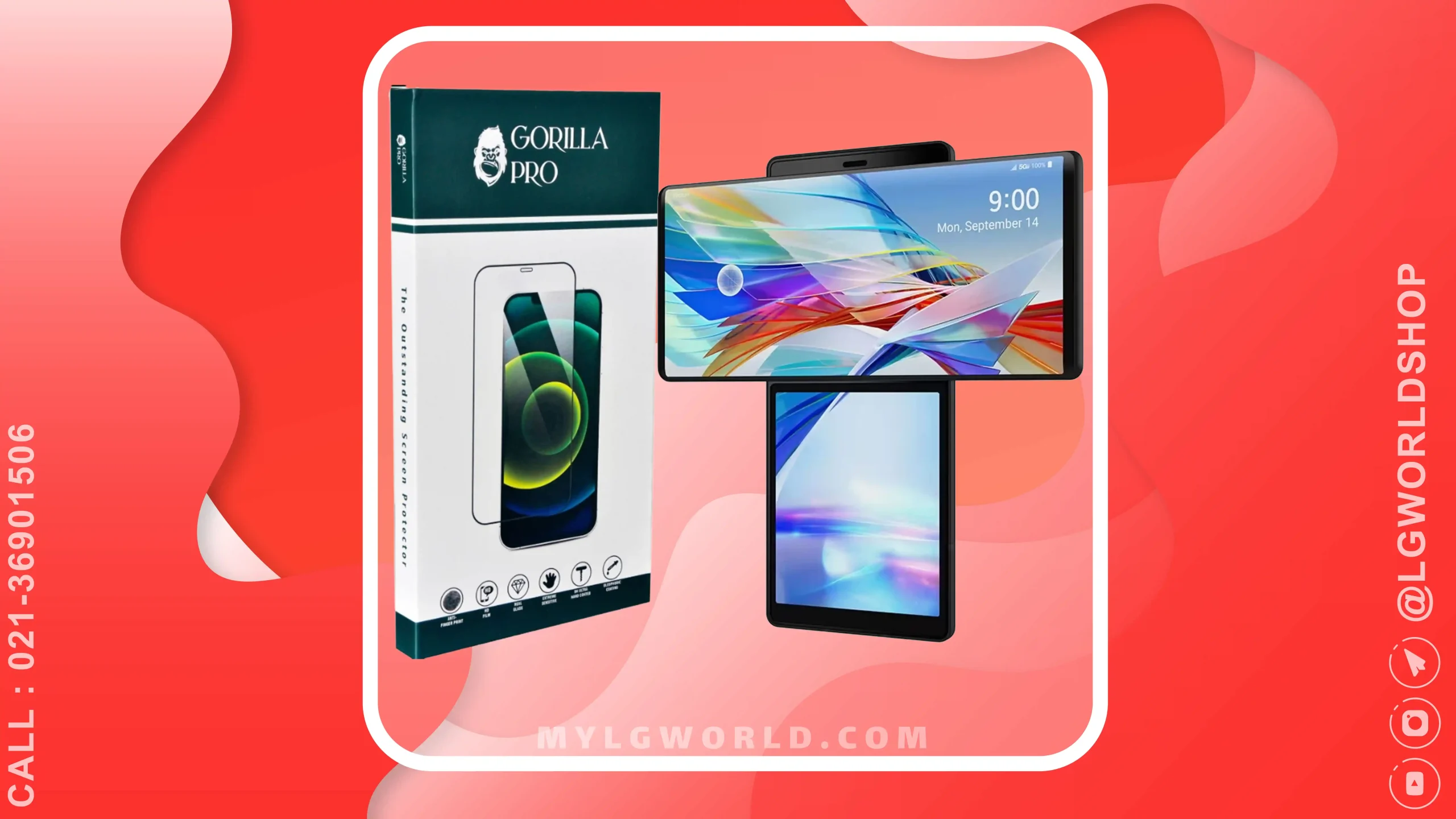 قیمت و خرید گلس و محافظ هیدروژلی (شفاف) صفحه نمایش دوم گوشی الجی مدل LG WING